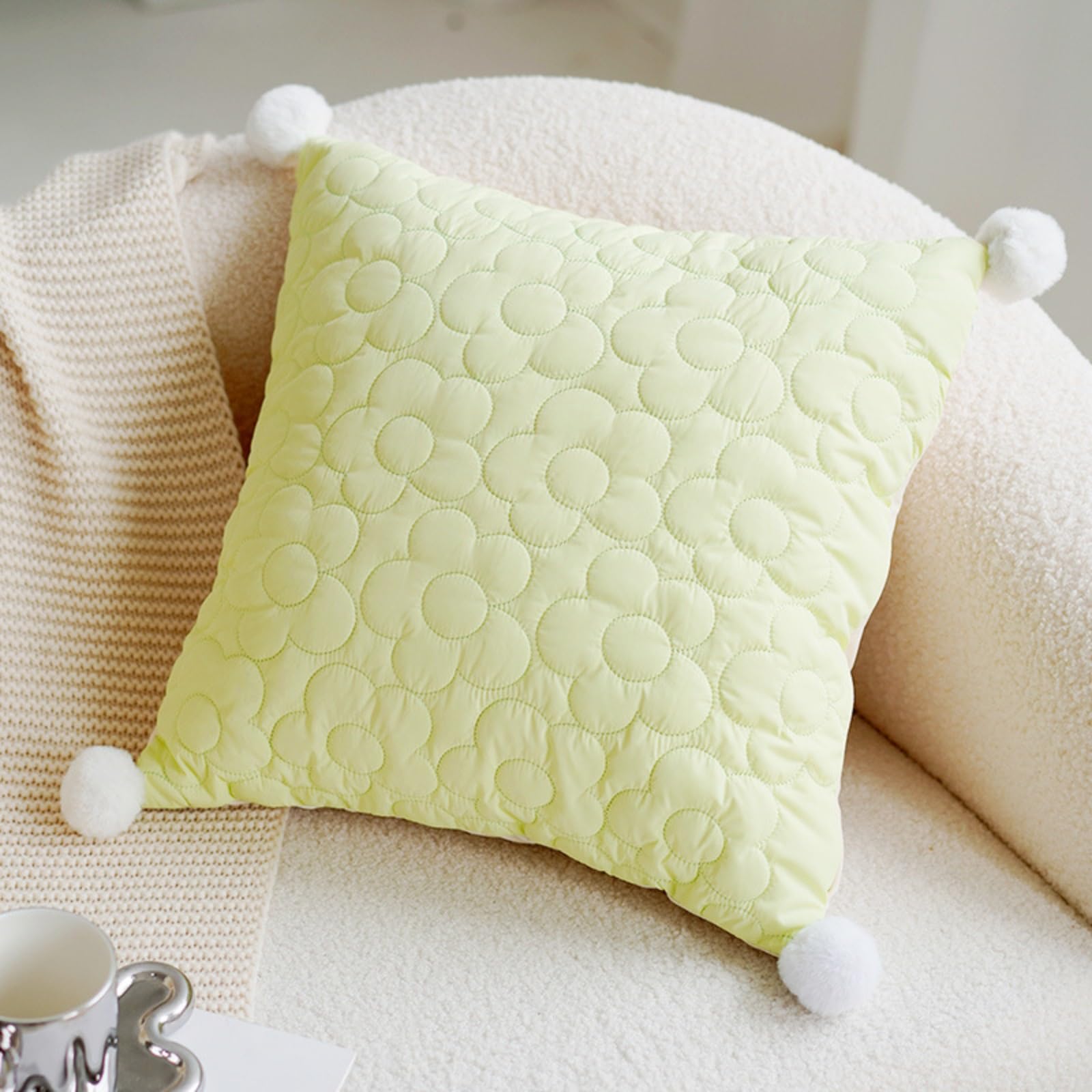 Housse de coussin en coton brodé main style campagnard chic avec garnissage