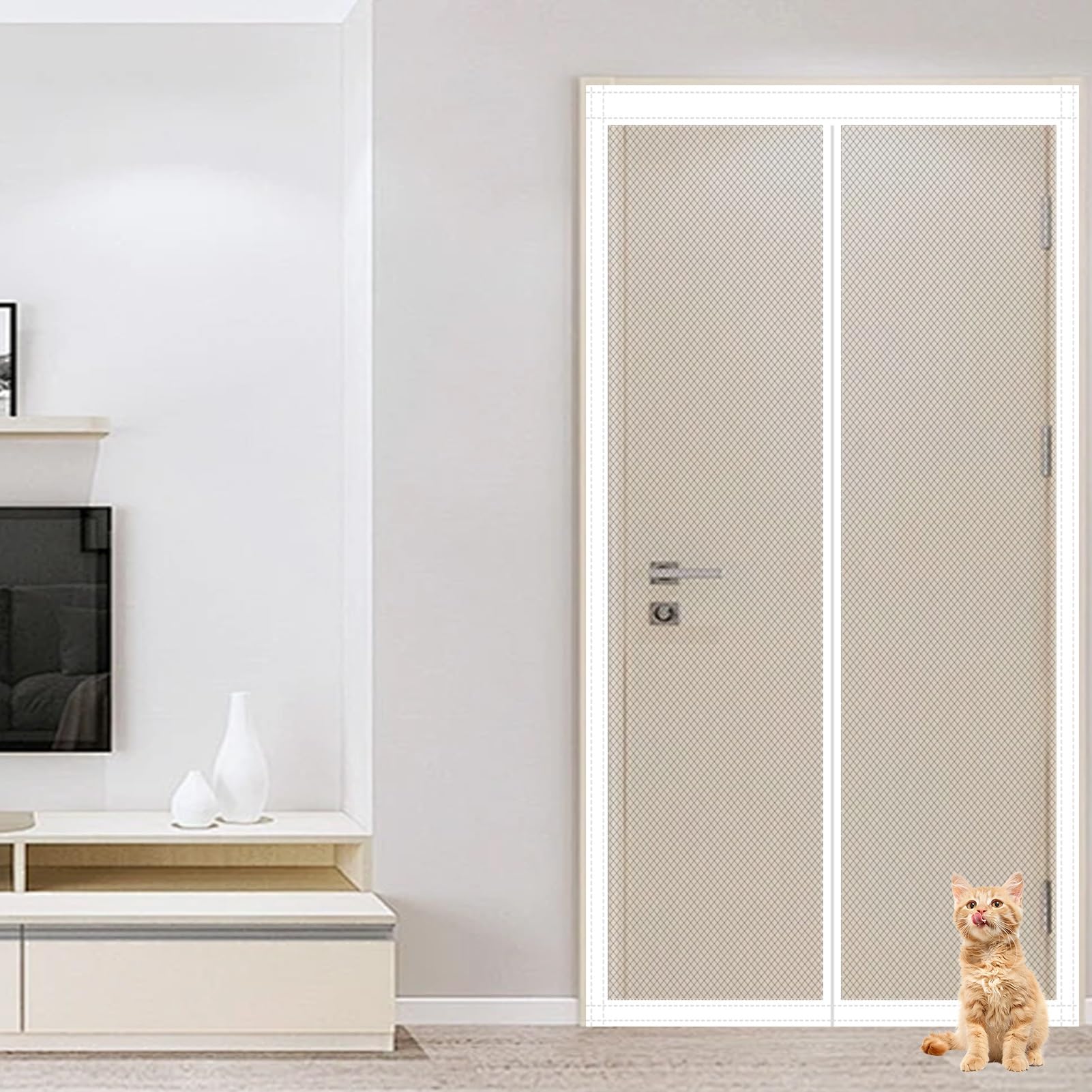 Zanzariere Magnetiche per Porte Finestre 161 x 248 cm Nessun Attrezzo Richiesto Zanzariera Magnetica per Porta Facile da Installare per Porte da Balcone/Cantine/Terrazze, Bianco