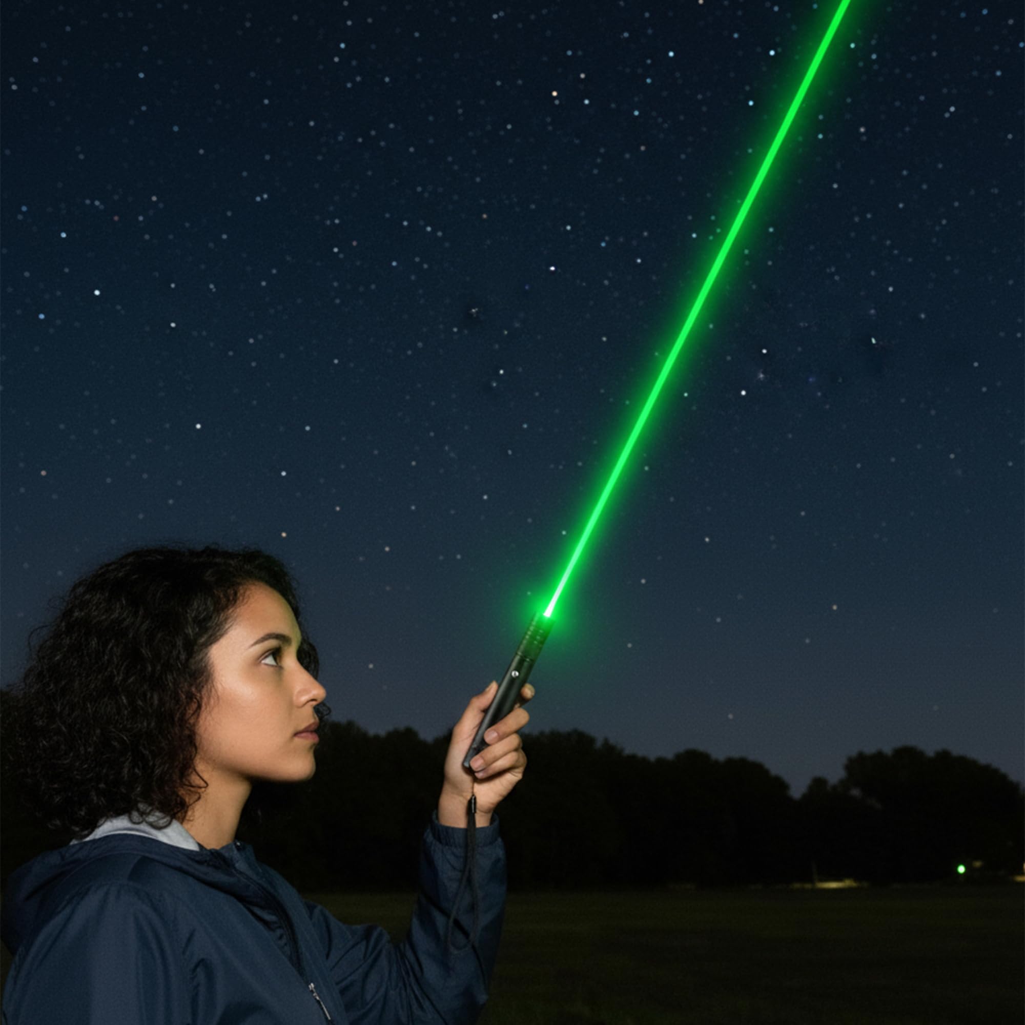 Torcia a LED con luce verde – potente puntatore verde con cappuccio a 2 stelle intercambiabile, indicatore ricaricabile USB, penna da presentazione per astronomia, edilizia, attività