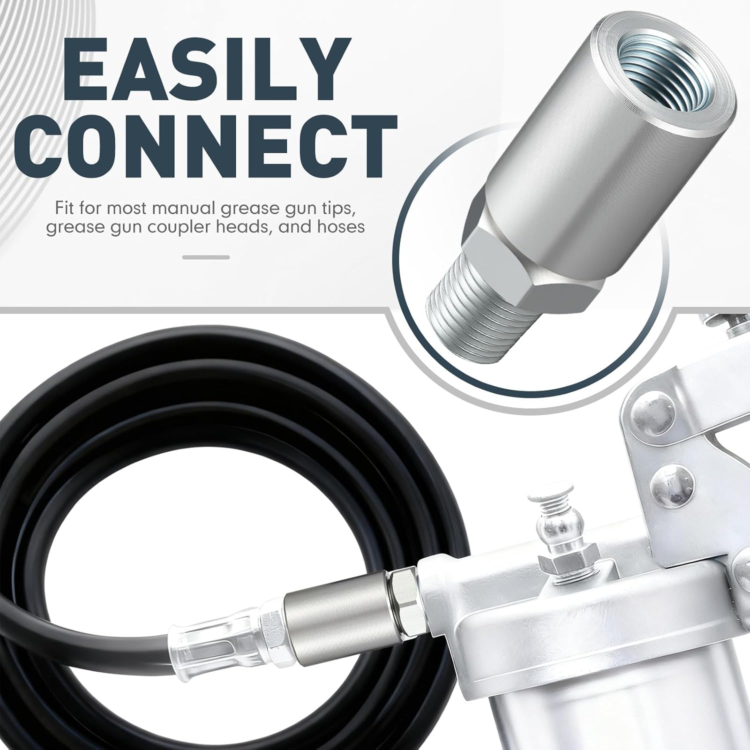 1/8" NPT In-line Grease Gun Hose Swivel Connector Compatible with LNL231, Fit for Manual Grease Gun Accessory