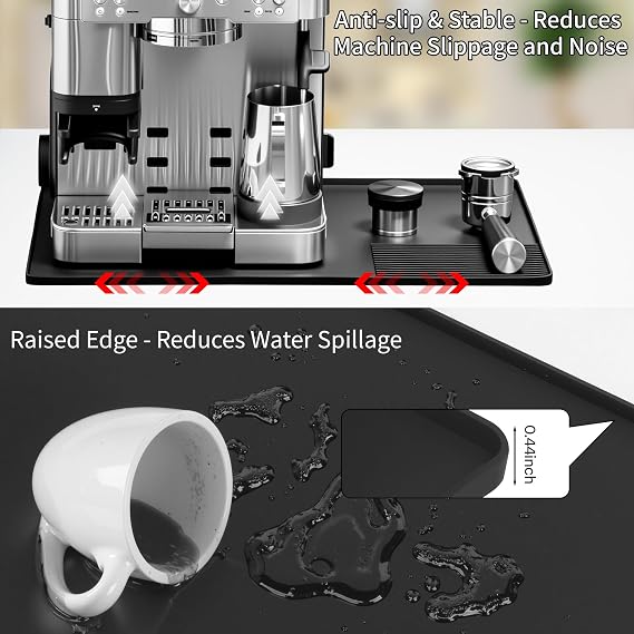 24x16Inchs Convex Edge Silicone Coffee Mat for Ninja Luxe Cafe Espresso