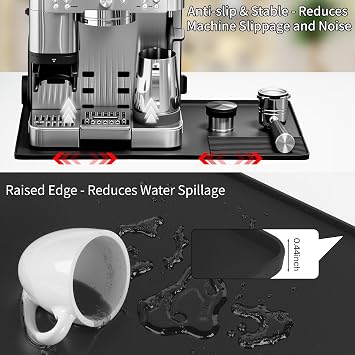 24x16Inchs Convex Edge Silicone Coffee Mat for Ninja Luxe Cafe Espresso