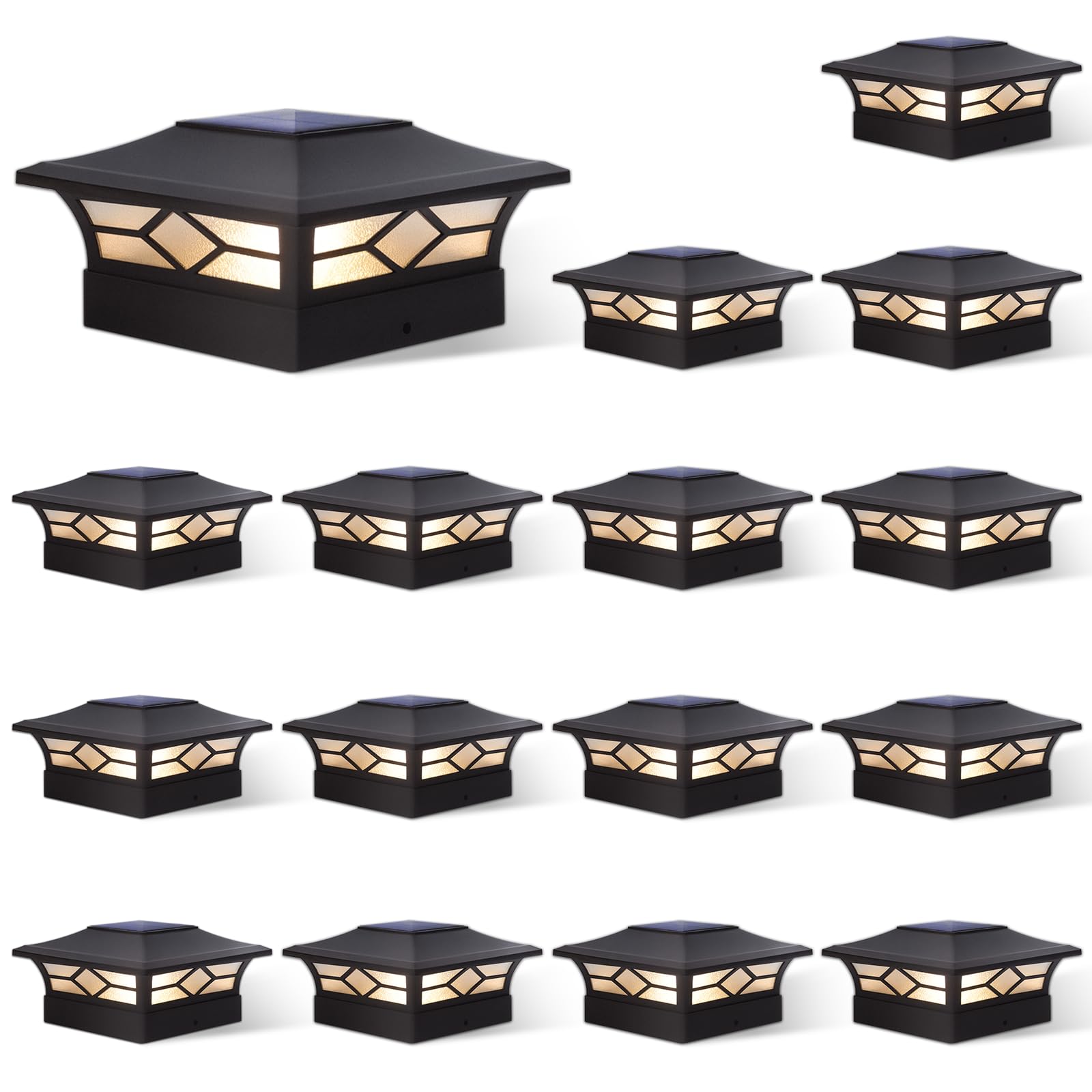Solar Post Cap Lights Outdoor 16pack, Waterproof Solar Powered
