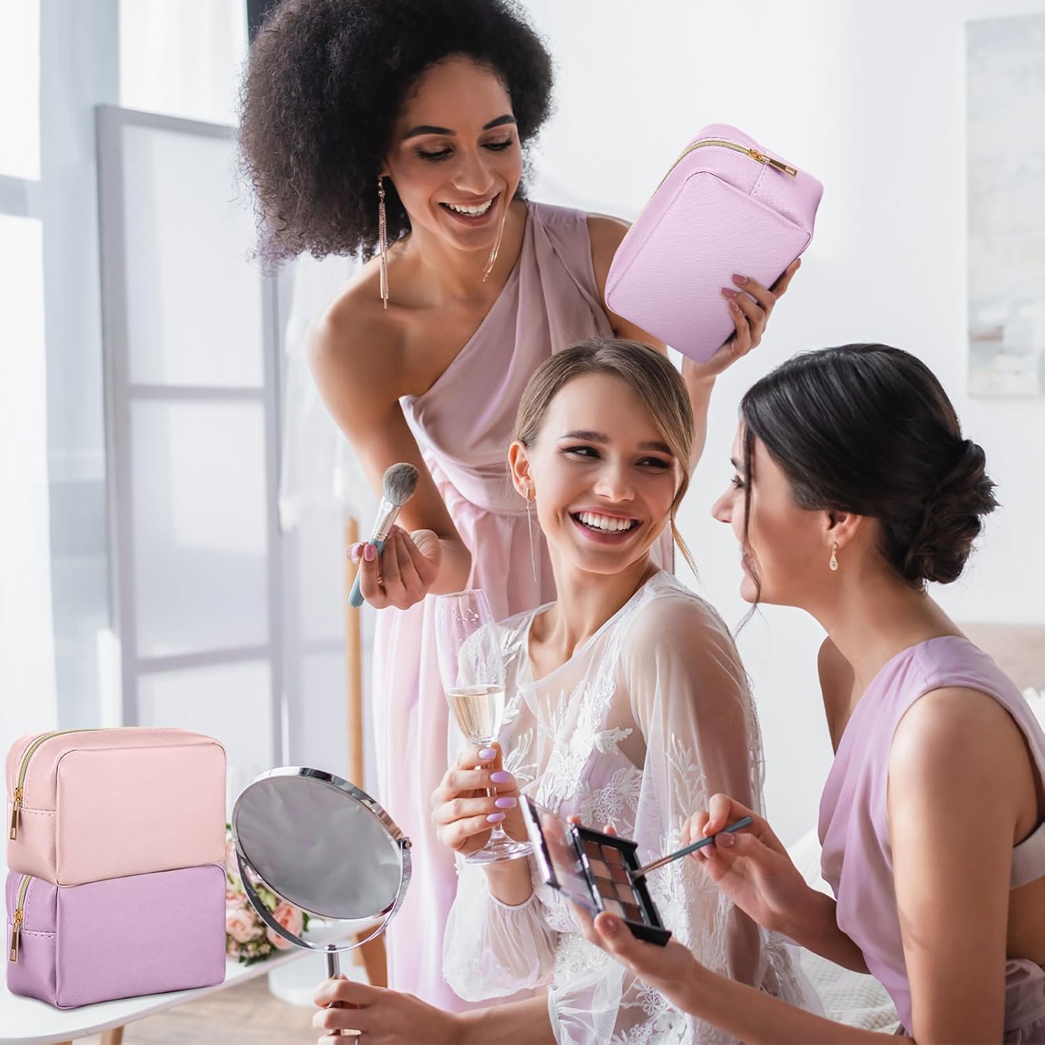 Sweetude 10 Pcs Makeup Bag Bulk Preppy Gift PU Leather Cosmetic Bag Small Skincare Toiletry Pouch with Zipper Valentine Cosmetic Pouch for Women Valentine Wedding Gift Favors(Pink and Purple) - Image 5