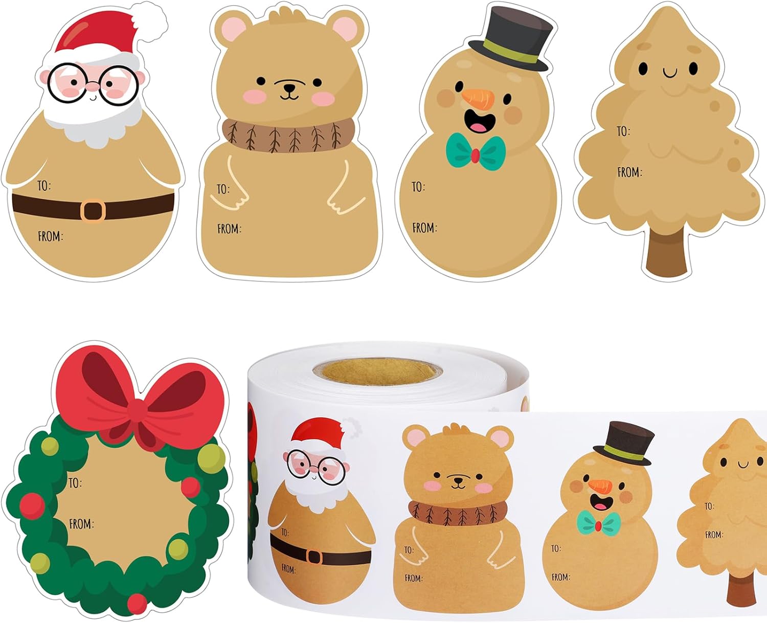 Zhanmai 700 Pieces Christmas Kraft Tag Stickers Merry