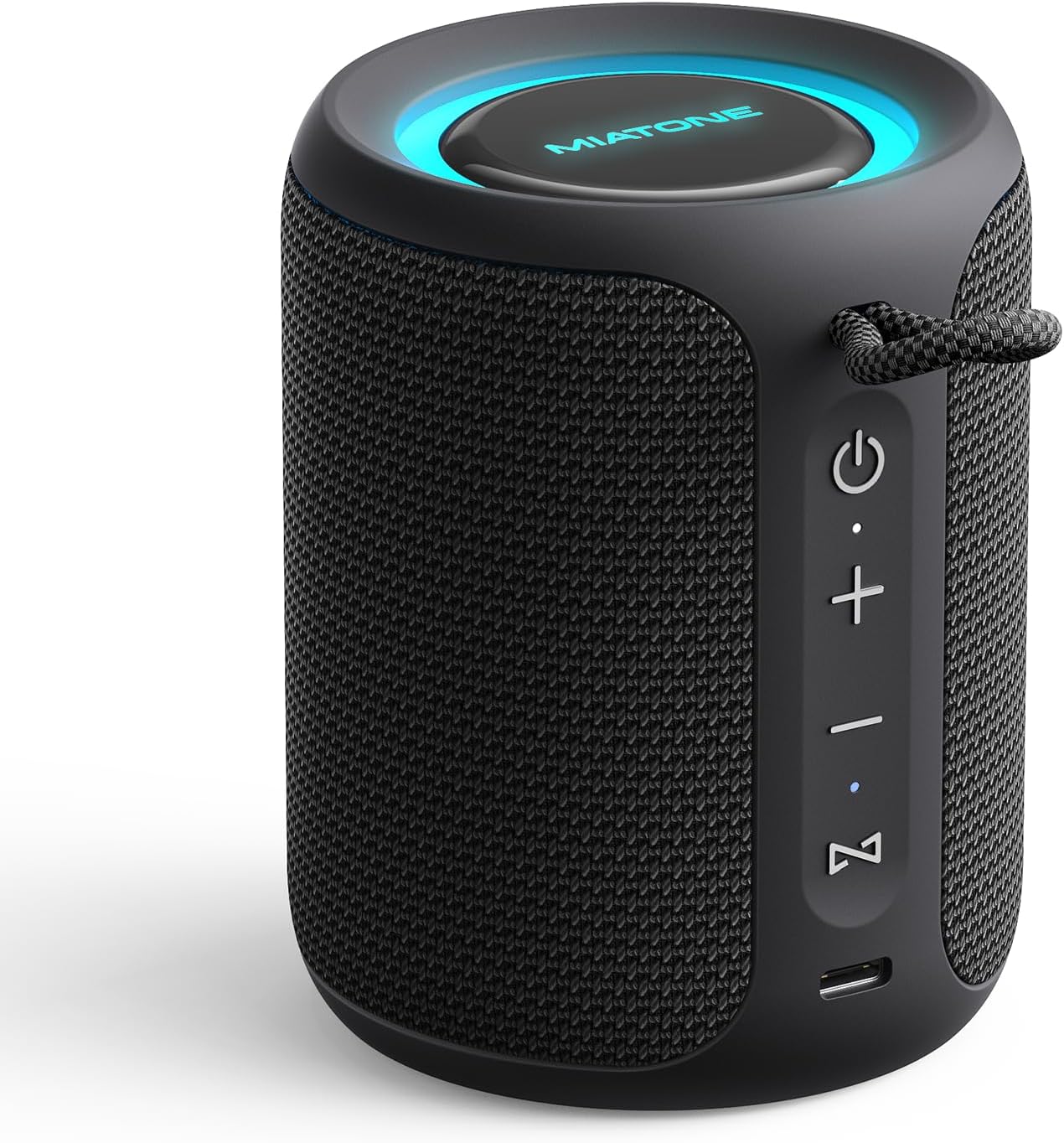 MIATONE Rush Pro Bluetooth Speaker, IPX7 Waterproof, 20W Deep Bass, 360° Sound, LED Light, Bluetooth Speaker TWS Compatible, Built-in Microphone, Bluetooth 5.4, Bath, Festival gifts (Black)