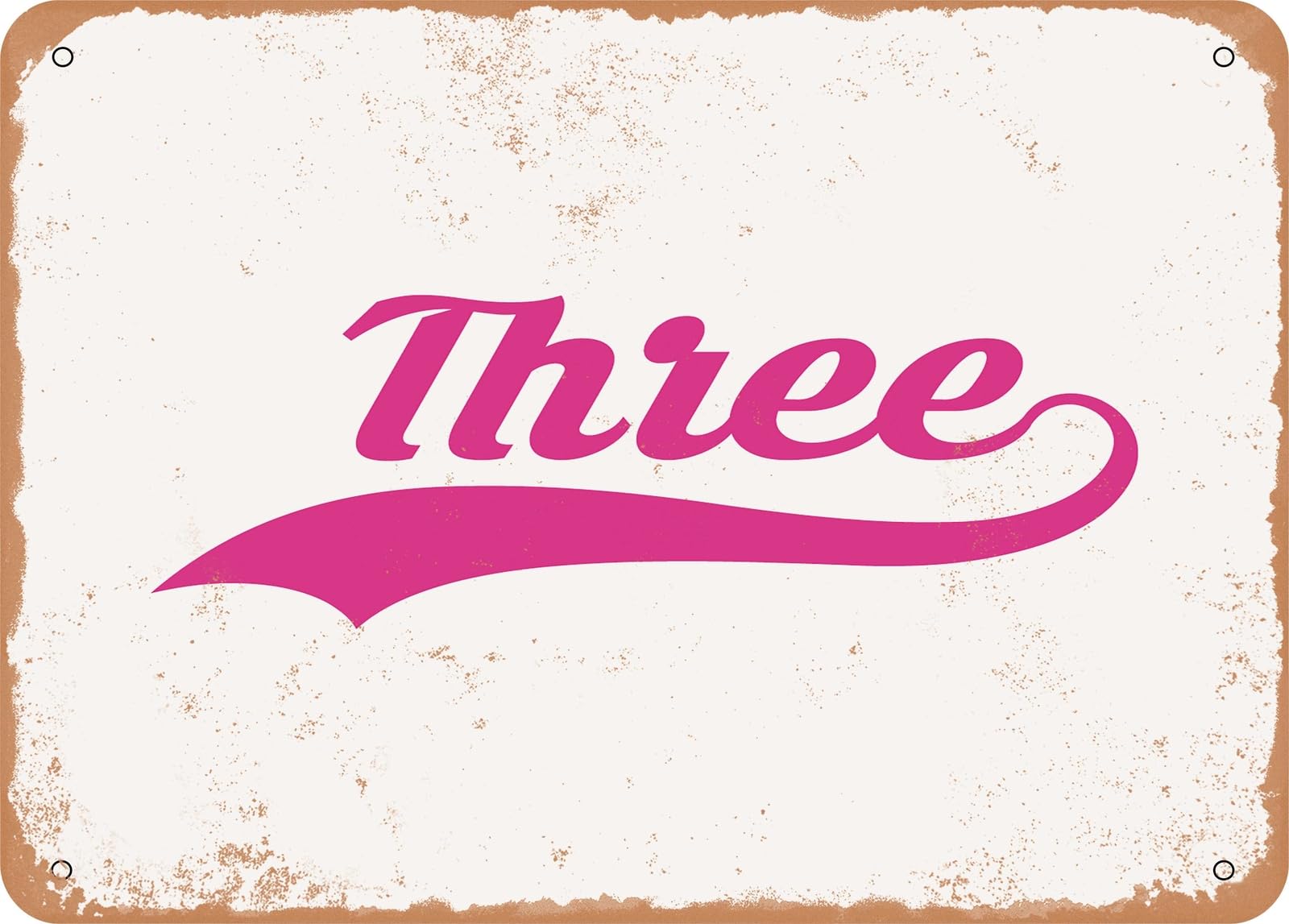 Metal Sign - Three - 3 - Vintage Look Sign home decor
