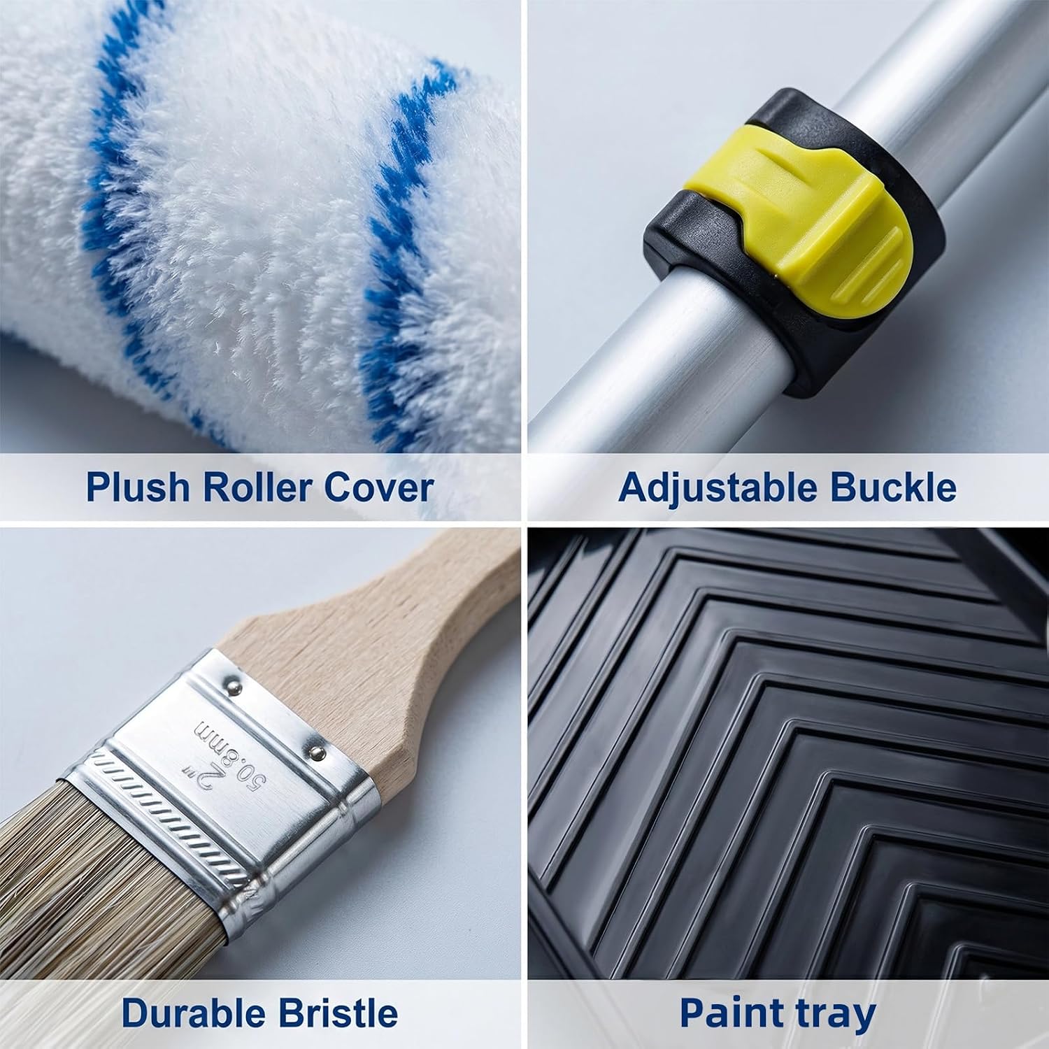 NOEIAKE 27 Pcs Paint Roller Kit with 4FT Extension Pole for Wall Painting | 4"&9" Paint Rollers,Multi-size Brushes,Easy to Clean,Ideal for Ceilings,Doors,Home Improvement Painting Projects