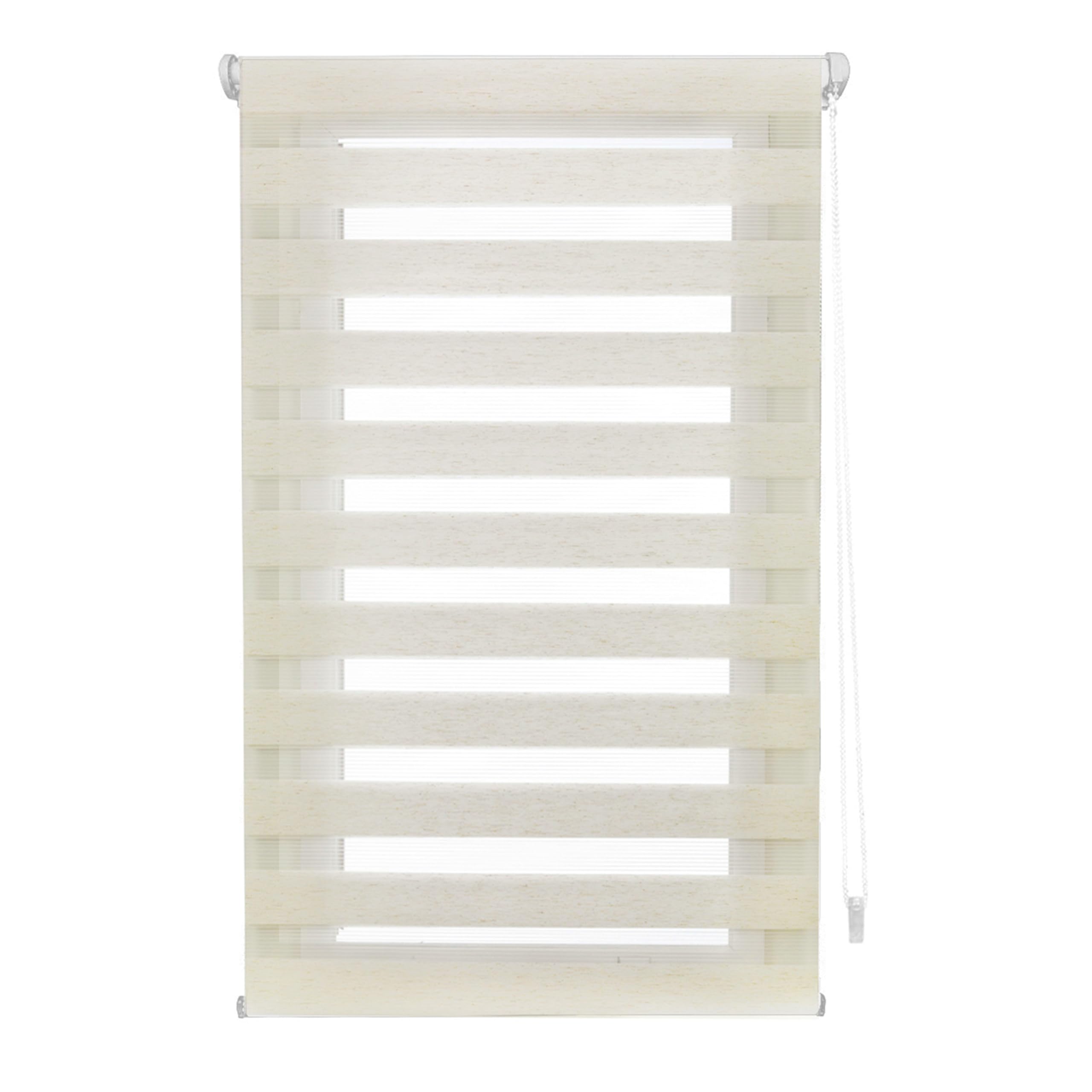 INTERBLIND | Estor Noche y Día EasyFix 120x130 cm - Instalación SIN Herramientas Ni Taladro - Tamaño Tela 117x125 cm - Color Crudo