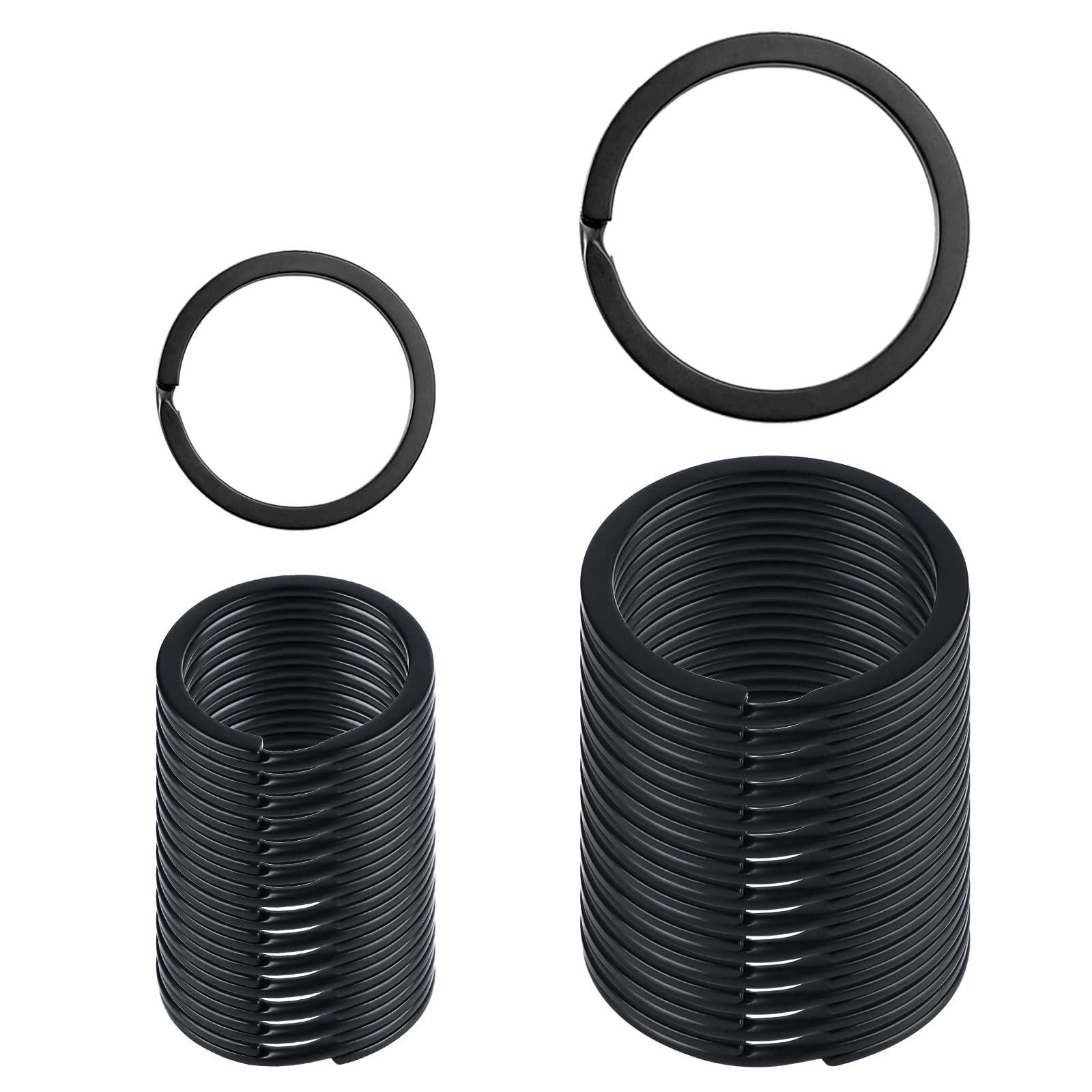 Lot De 60 Anneaux Et Mousquetons Porte-Clés Noirs - 5 Tailles (15mm à 35mm) - Pour DIY Et Organisation