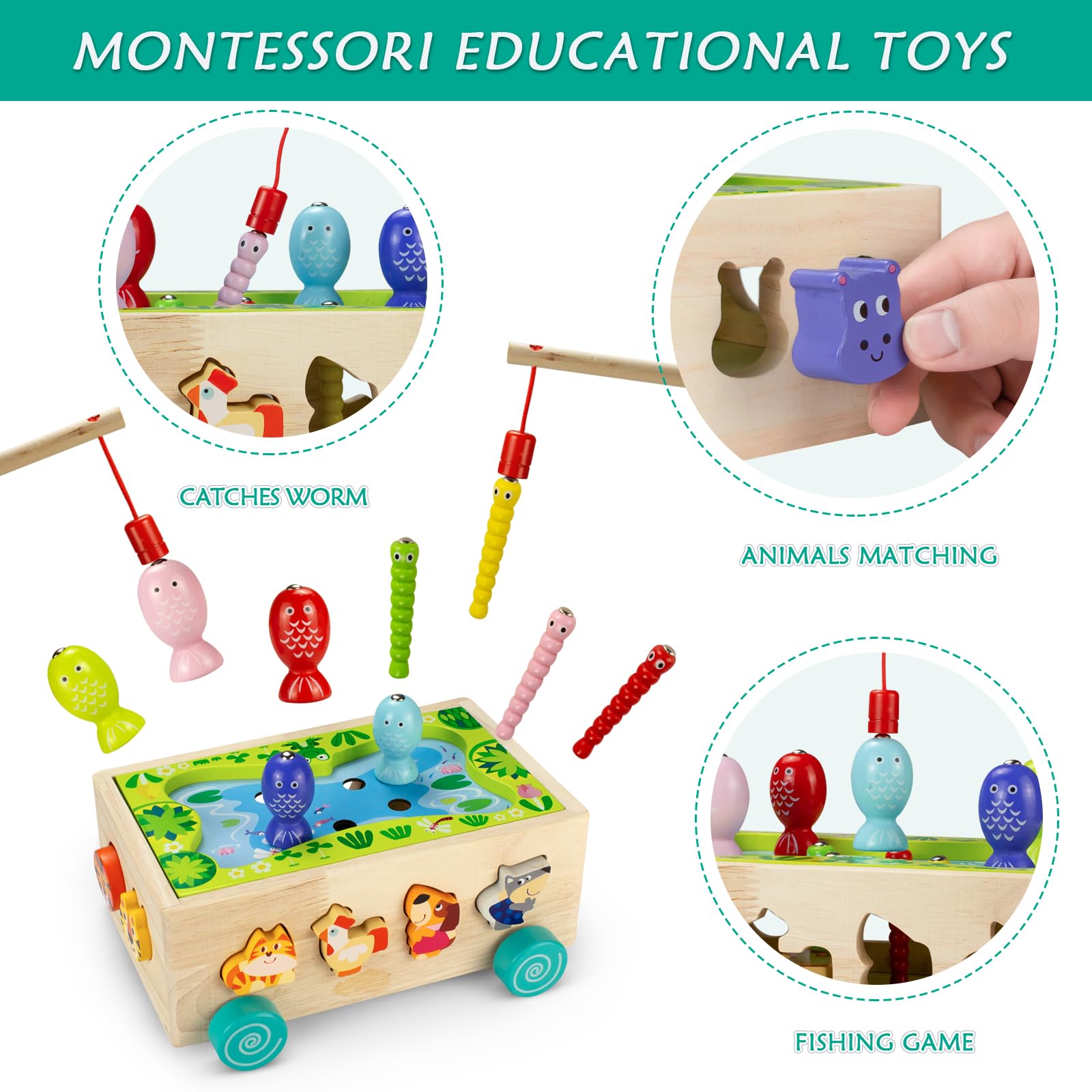 Juguetes Montessori Años Juego De Pesca De Madera TranRantic