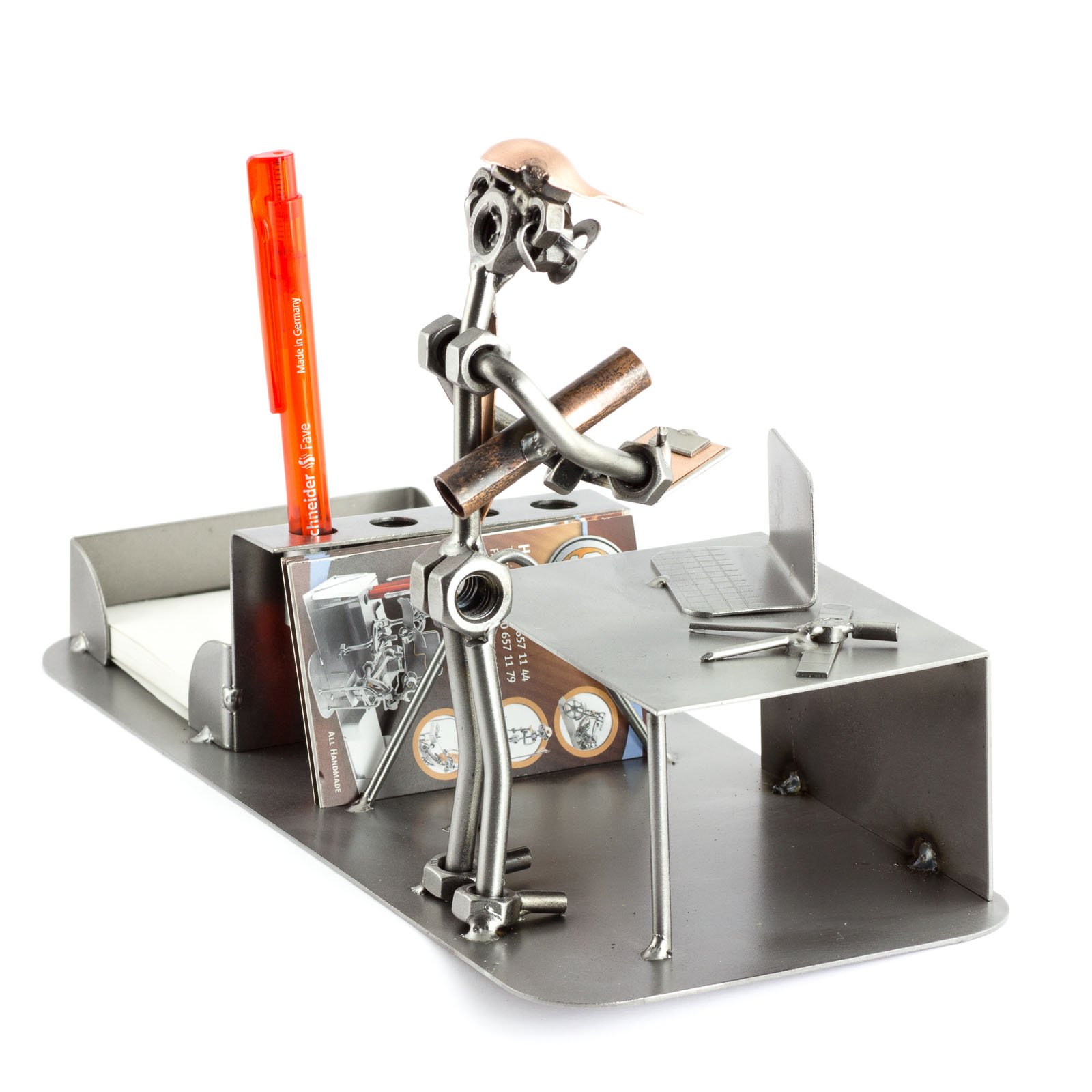 Steelman24 I Omini di Viti Ingegnere con Organizer per Ufficio I Idee Regalo Originale I Soprammobili in Metallo I Modellino