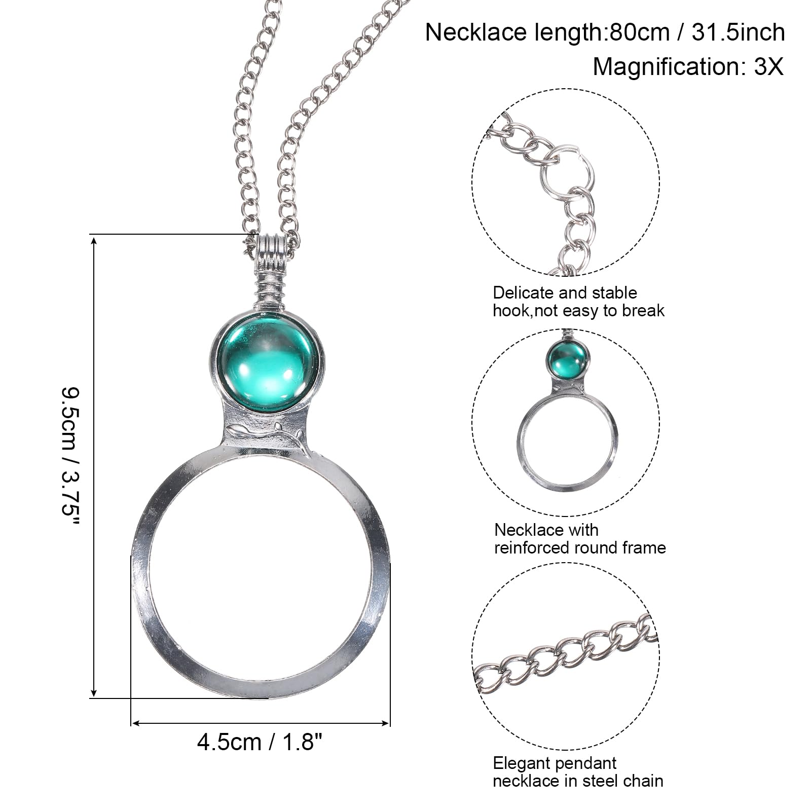 PATIKIL 3X Magnifying Glass Necklace - Image 2