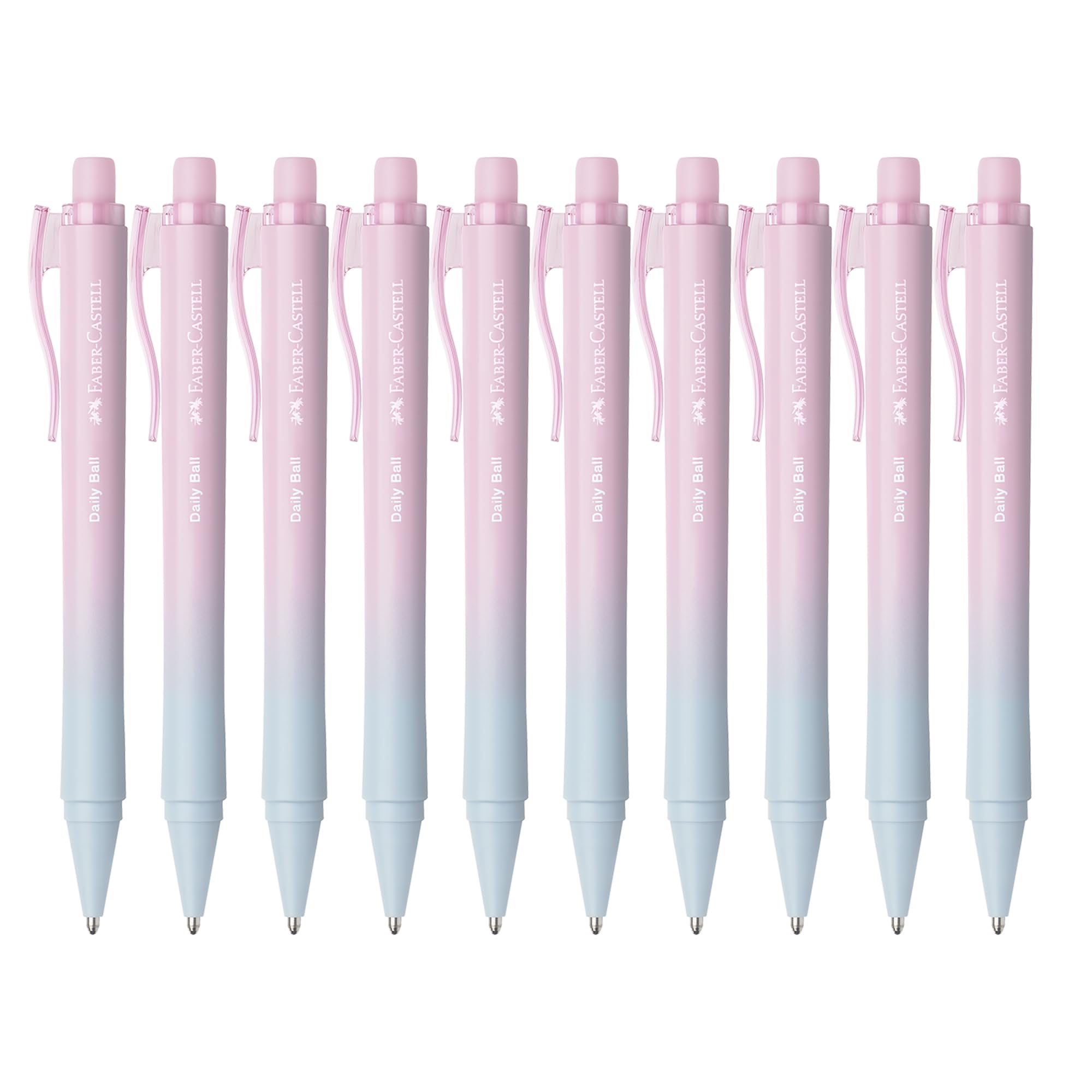Faber-Castell 205331 Daily Ball Blushing Sky Ballpoint Pen with Interchangeable XB Refill, Indelible Pack of 10