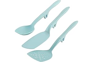 Rachel Ray Tools and Gadgets 3-Piece Light Blue Spoon and Slotted/Solid Turner Set