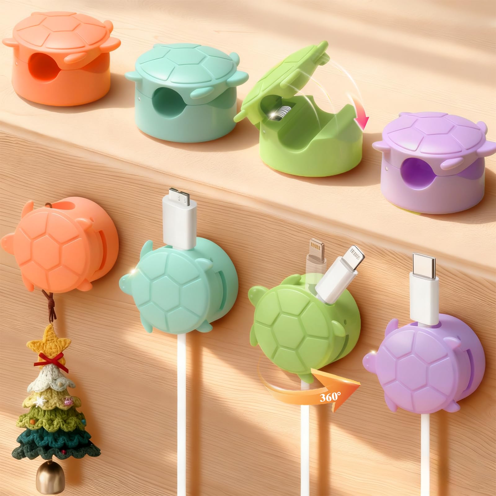 Photo 1 of Lancord 8 Pack Rotatable Cable Clips, Cord Organizer Spring Clip Cord Holder for Nightstand Cable Holders for Cords Charging Cable Organizers Cable Management for Desk Office Car Wall (Multicolor)
