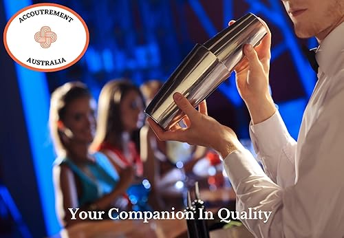 Miniatura 7 de ACCOUTREMENT - Juego de coctelera – 9 piezas de barman profesional kit con coctelera, colador, mezclador, jigger, cuchara, pinzas, vertedores – Kit