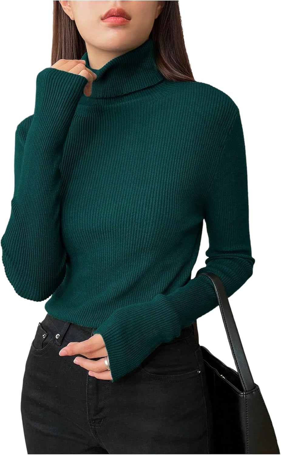 SweatyRocks Women's Business Casual Cowl Neck Sweaters Knitted Pullover Teacher Outfits Work Tops - Image 3