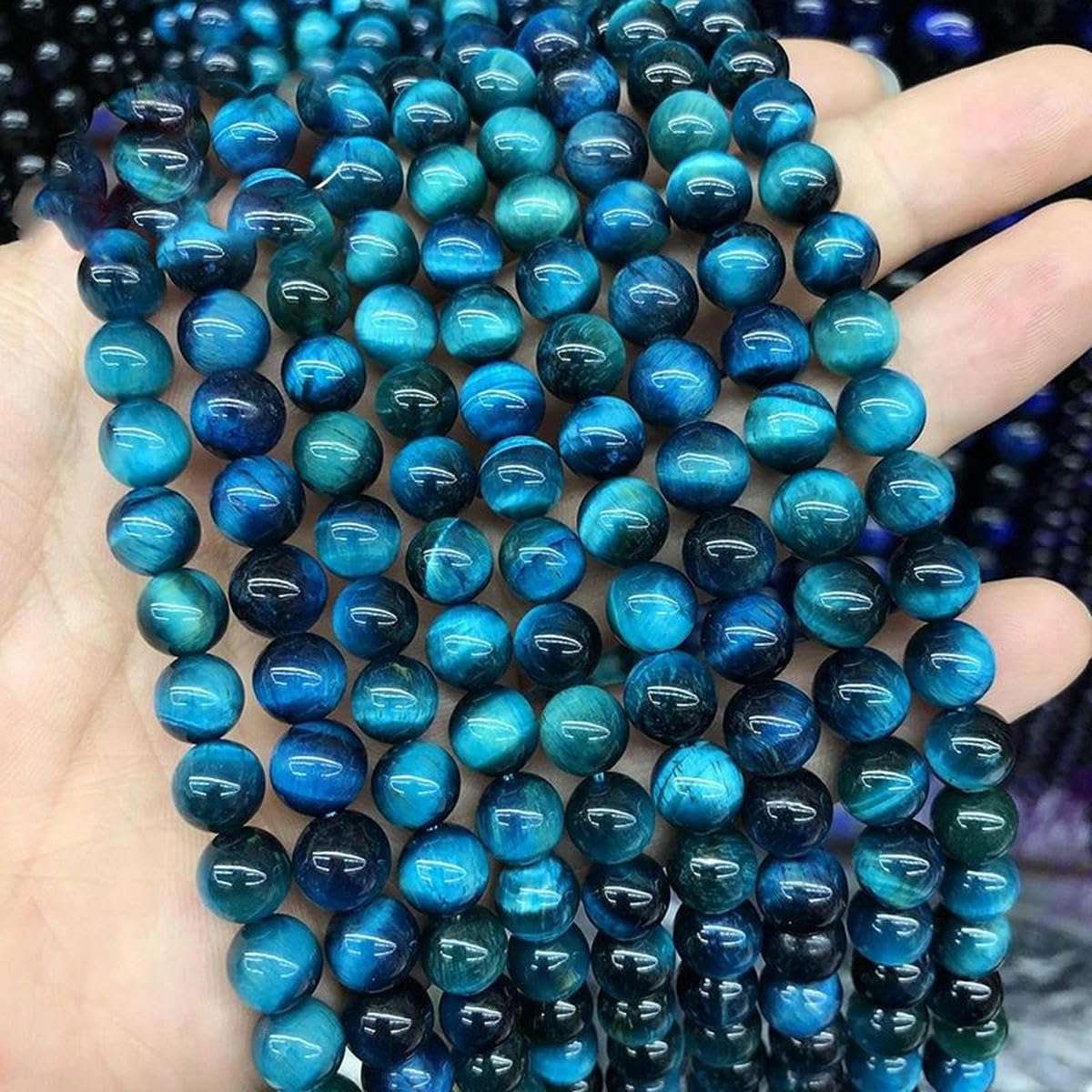 Cuentas de ojo de tigre azul de piedra natural, cuentas redondas sueltas de 6, 8, 10 y 12 mm para hacer joyas, pulsera con dijes DIY de 15 ", citrino, 14mm, 27 a 28 piezas