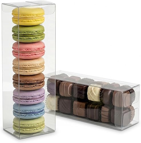 Miniatura 9 de VGOODALL 30 cajas transparentes de recuerdo, 8.2 x 2.75 x 2.2 pulgadas, cajas de cubo transparentes para galletas, macarrones, bodas, despedidas