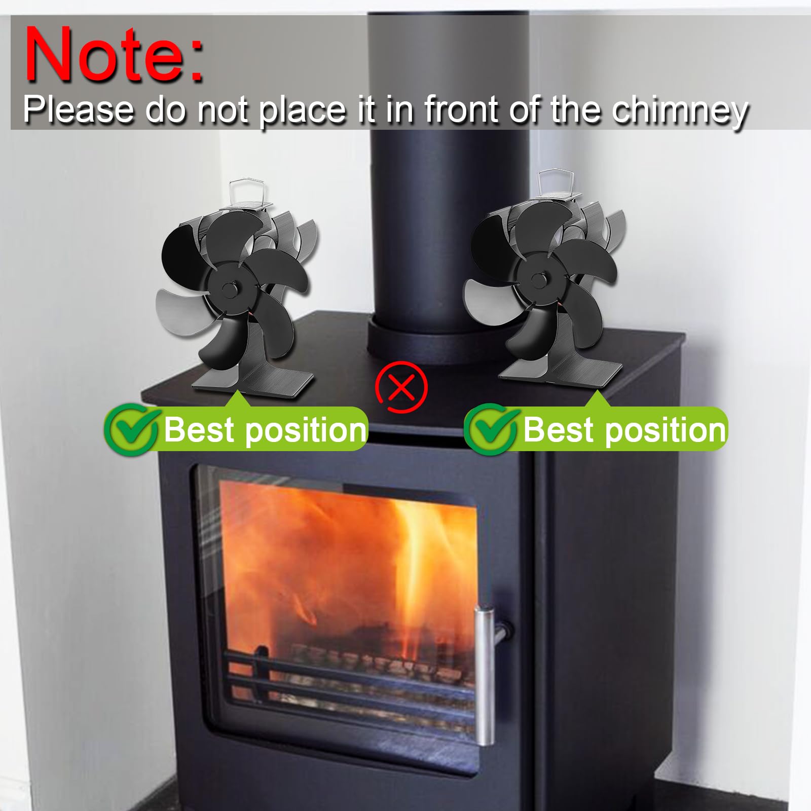 Ventilador de chimenea con 6 aspas, ventilador de estufa con mando a distancia, ventilador térmico para estufas y chimeneas de leña, funcionamiento silencioso