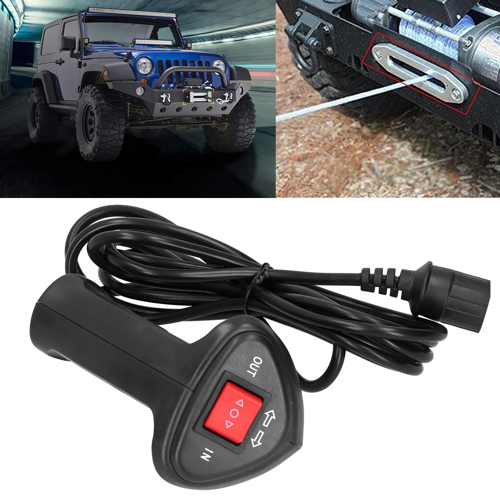 Akozon Controlador de cabrestante Universal Mando a Distancia del cabrestante eléctrico Controlador con Cable de 9.2 pies para vehículo Todoterreno