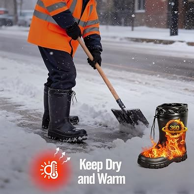 Winter Rain Boots for Men Women Tall Warm Waterproof Mens Winter Boots Upgraded Insulated Work Boots for Outdoor Work Mud Boots for Farming Hunting, Lightweight and Durable