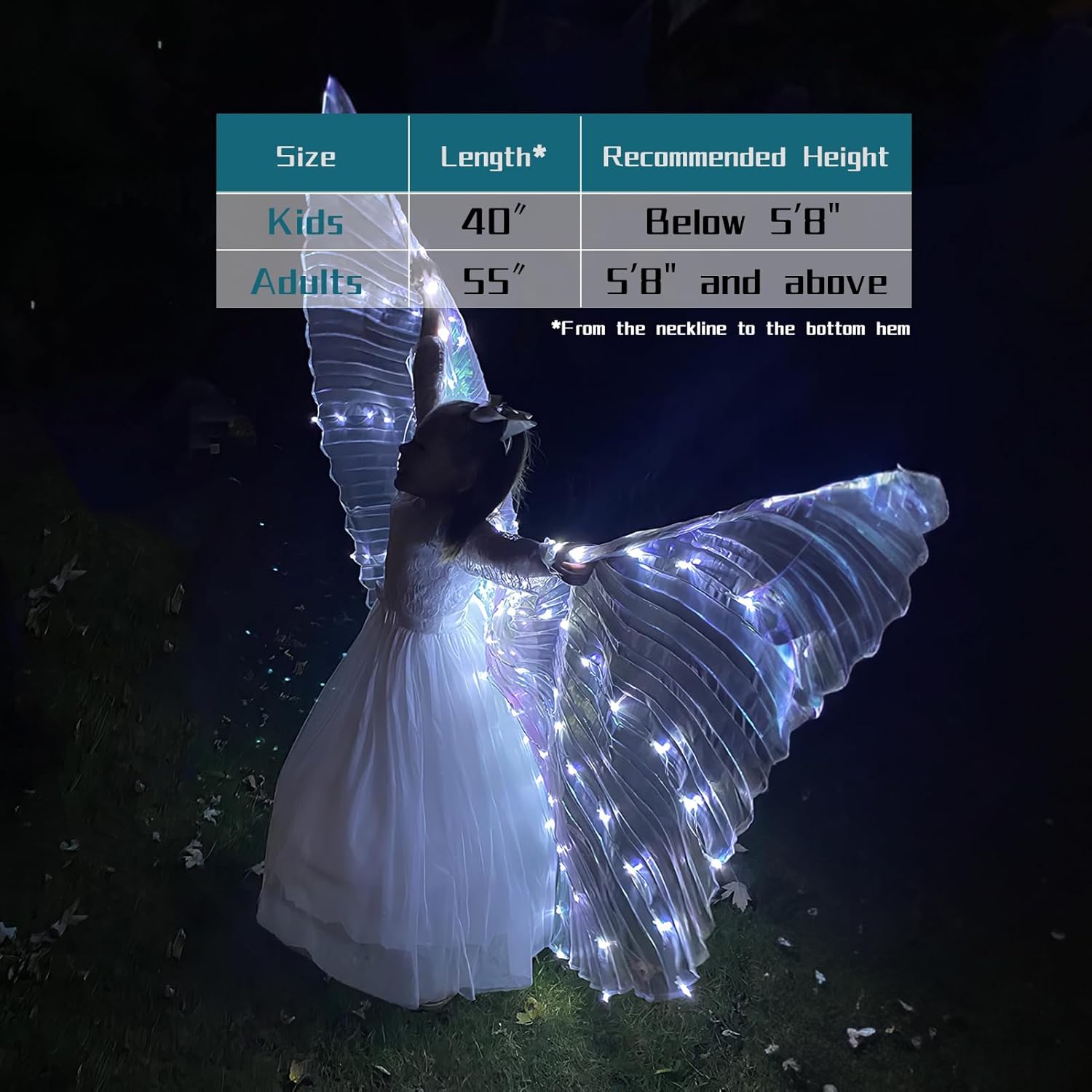 ZFBIRD LED Butterfly Wings Light Up Fairy Wings Luminous Butterfly Costumes for Halloween, Christmas and Belly Dance