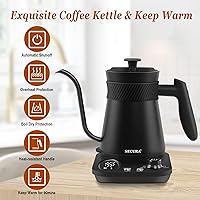 Vista 6 de Secura Electric Gooseneck Kettle, 5 Variable Presets for Coffee Tea Brewing, 100% Stainless Steel Inner Tea/Coffee Kettle with 1.5H Keep Warm, 1200