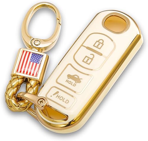 keycov Funda protectora para llavero Mazda compatible con 3 6 8 Miata MX-5 CX-3 CX-5 CX-5 CX-5 CX-7 CX-9 Blanco