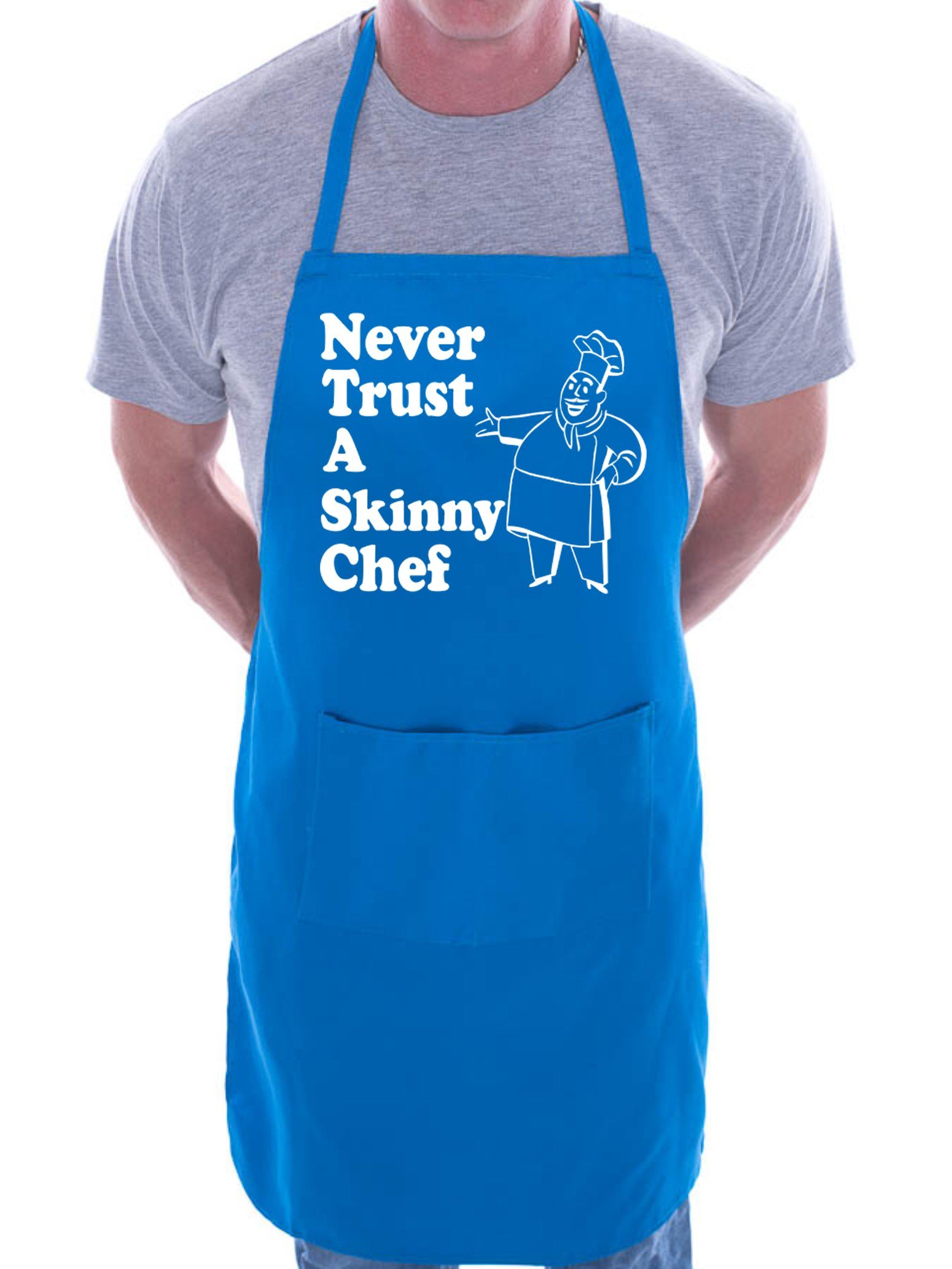 Print4u Men's Blue Never Trust Skinny Chef Novelty Cooking Funny Unisex Apron