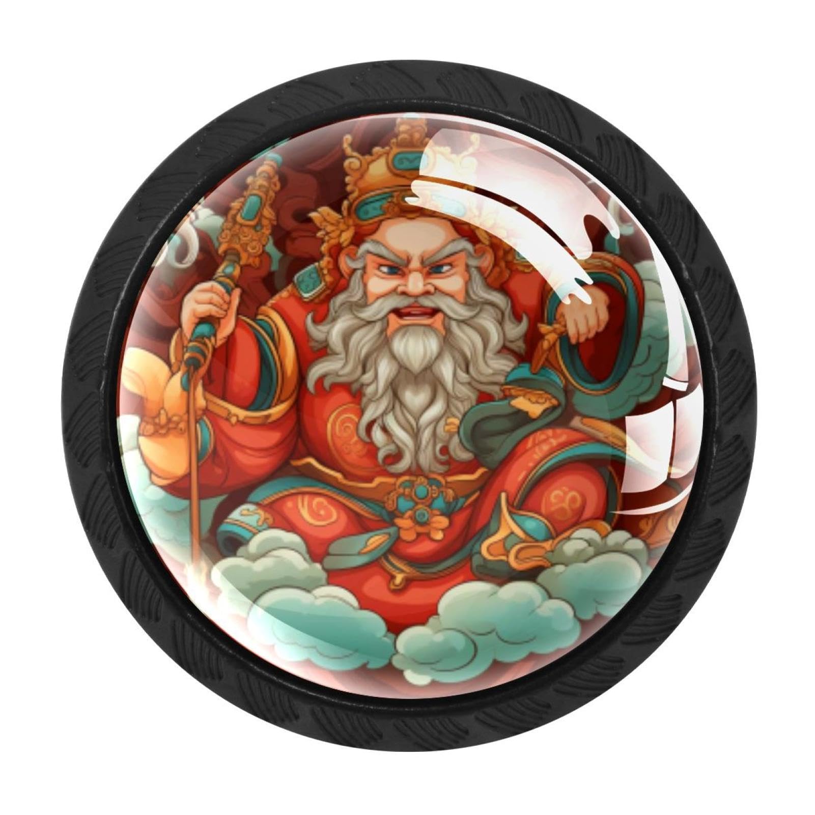 CHENZZZZ 4 Pieces Kitchen Cabinet Knobs the God of Wealth Drawer Knobs Dresser Knobs Drawer Pulls Door Knobs Dresser Drawer Handles Knobs for Dresser Drawers