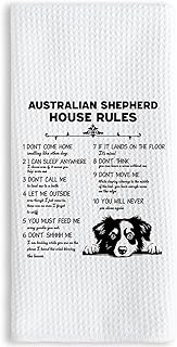 TNUW Australian Shepherd House Rules Kitchen Towels 16X24In, Dog Hand Tea Dish Towels for Kitchen Bathroom Decor, Gifts for Dog Lovers