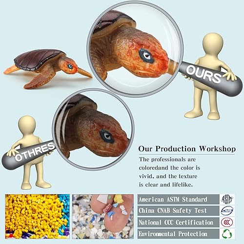 Miniatura 5 de Figura de tortugas marinas 4 piezas de figura de tortuga pequeña juguete de tortuga de plástico suave para niños para decoración de recuerdos de