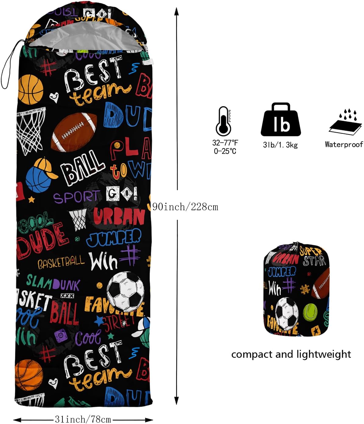 Sleeping Bags for Adults Kids,Backpacking Camping Sleeping Bag for Girls Boys Lightweight Waterproof Cold/Warm Weather Sleeping Bag for All Season - Image 3