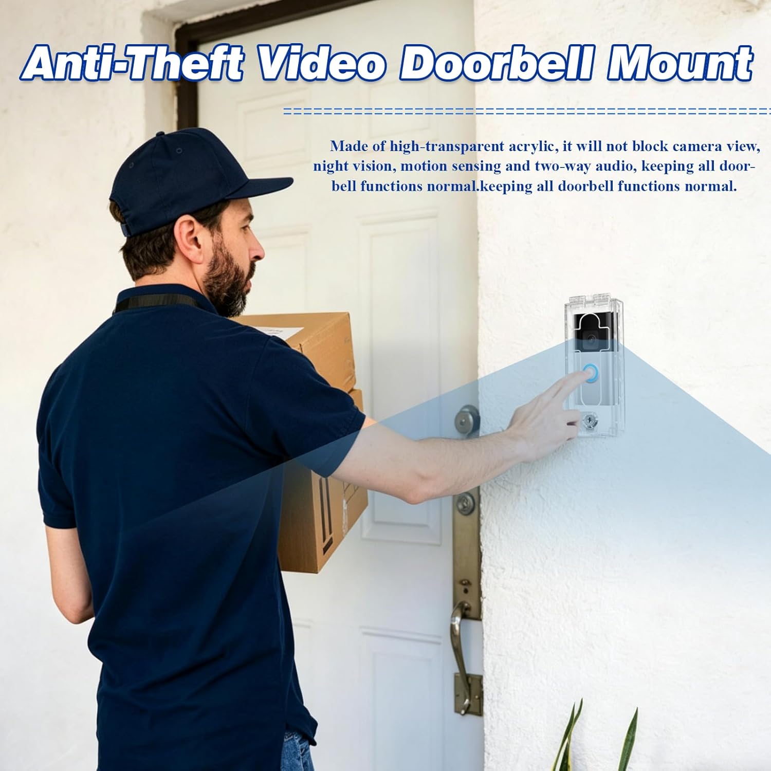 Outdoor Anti-Theft Doorbell Lock Box for Ring,7.09”L × 2.95”W × 1.22”H, High Transparent Acrylic Protective Housing, Protect Doorbell from Vandalism and Theft