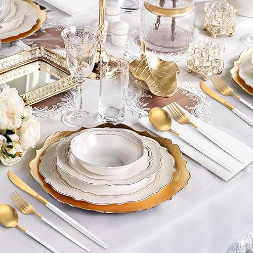 Miniatura 6 de Juego de cubiertos de acero inoxidable de 40 piezas, color blanco mate, acabado satinado, servicio para 8 personas, hogar y restaurante, apto para