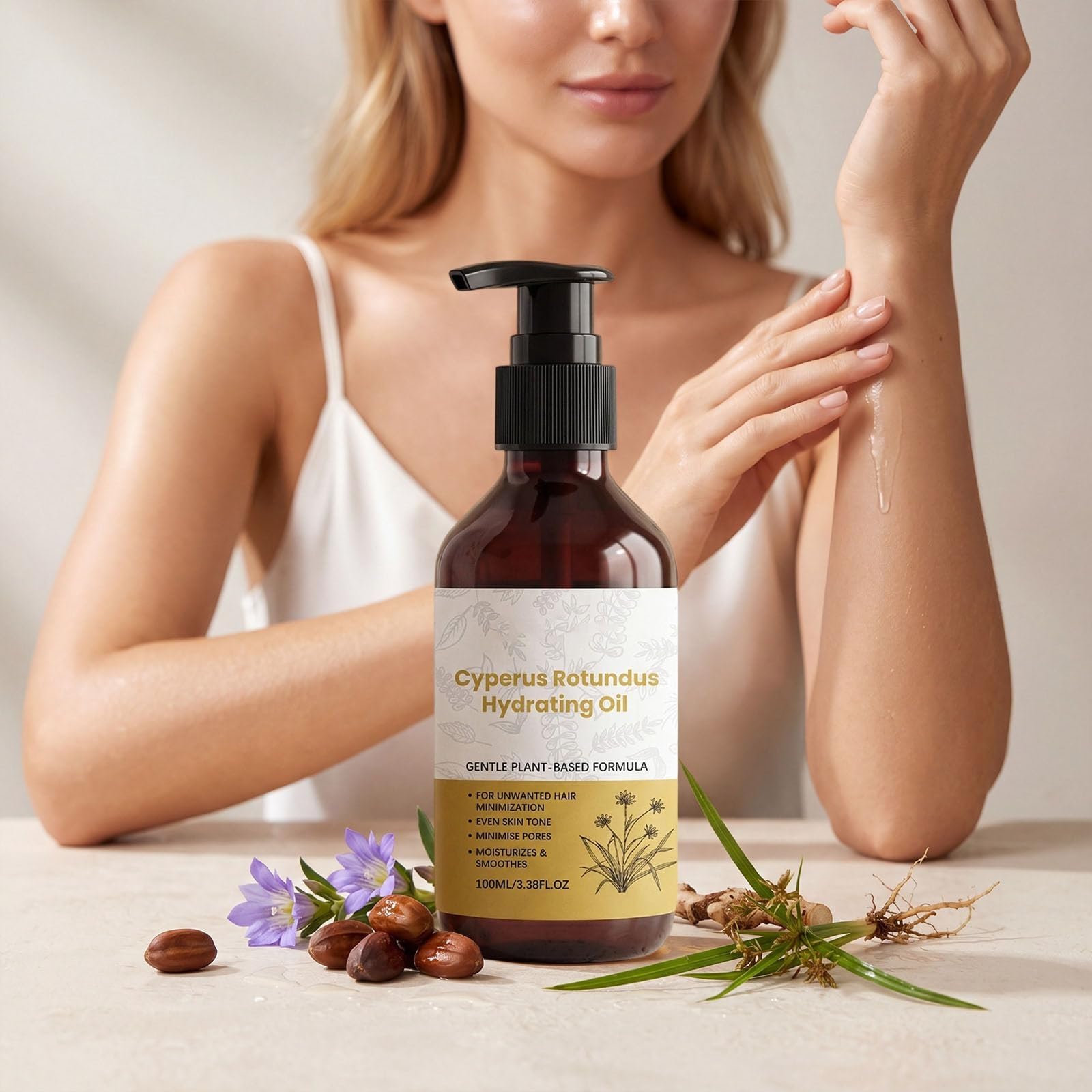 Cyperus Rotundus - Olio naturale per tutto il corpo: levigante, nutriente, assottiglia i pori e equilibra il tono della pelle. Formula leggera e ad assorbimento rapido per la cura quotidiana di tutti