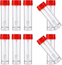 Stool Sample Collection Kit - 25-30ml Screw Top Sample Jar with Spoon, Leak-Proof Stool Specimen Containers, Disposable Clear Specimen Cups for Medical Sample Testing (10, RED)