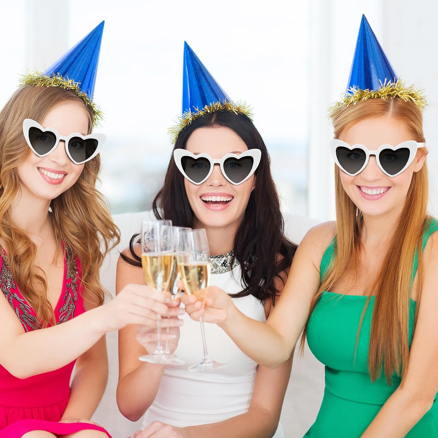 6/12/24/48 Pack Heart Sunglasses Vintage Heart Shaped Glasses Bulk Bachelorette Sunglasses for Women Wedding Party - Image 6