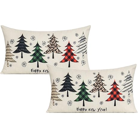 VAKADO Christmas Lumbar Pillow Covers 12x20 for Outdoor Winter Decor