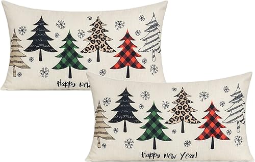 Miniatura 7 de VAKADO Christmas Throw Pillow Covers Decorations Outdoor 18x18 Set of 4 Buffalo Check Xmas FarmhouseRed Deer Cushion Cases Winter Living Room Snow