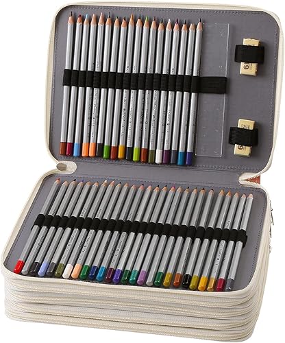Miniatura 9 de YZK Estuche para lápices de colores con 252 ranuras, estuche grande para adultos, de piel sintética, con cierre de cremallera, naranjizador para