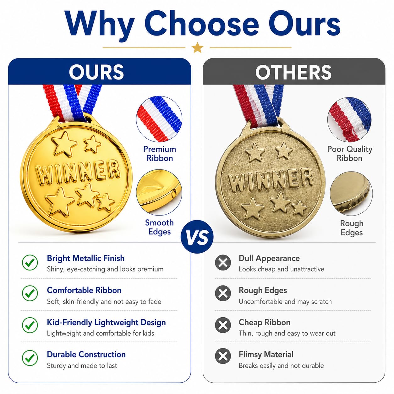 30 Médailles Enfant Dorées avec Rubans, Trophées, Médaille Personnalisable pour Récompenses Sportives, Événements Scolaires Et Jeux Enfants, Porte Médaille Plastique De Qualité