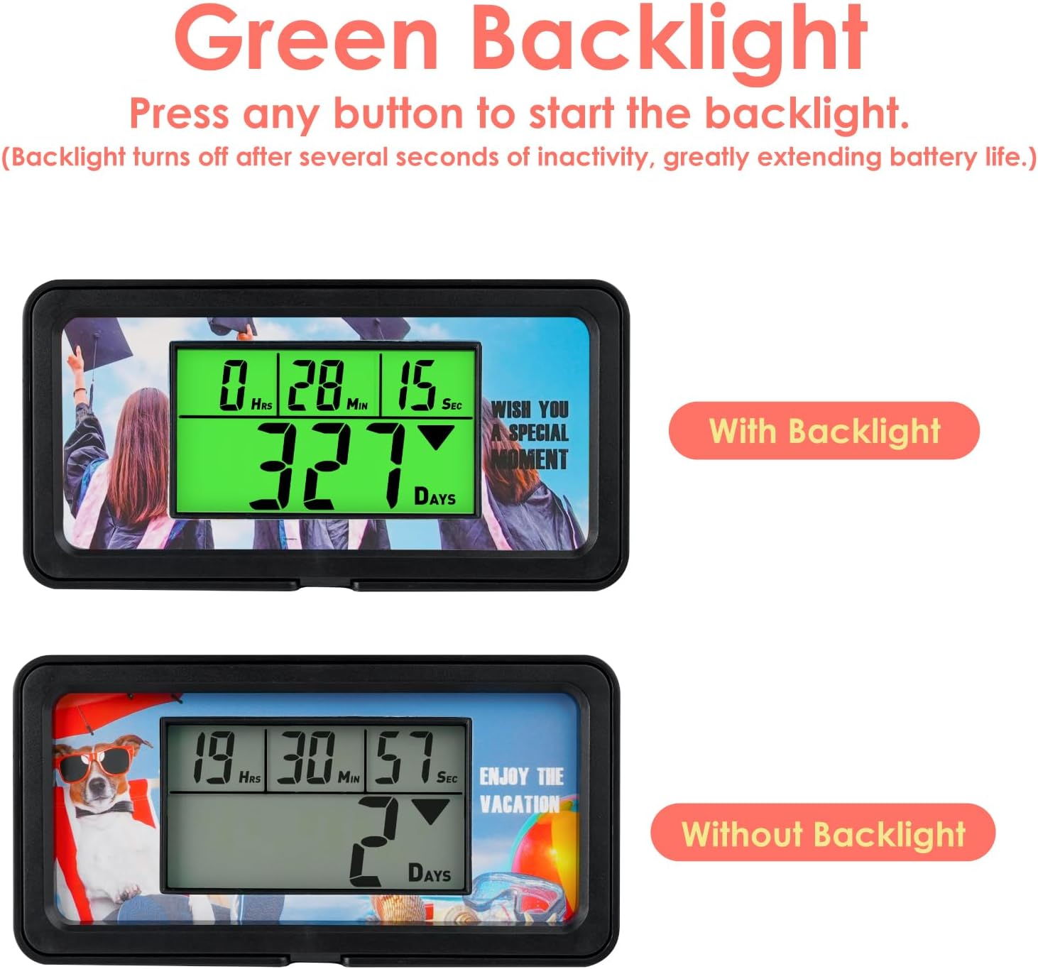 Backlight Digital 9,999 Days Countdown Timer Big LCD Display Count Down for Retirement Vacation Graduation Christmas Weddings Birthdays Children's Day Halloween and Other Scenes (GR-10)
