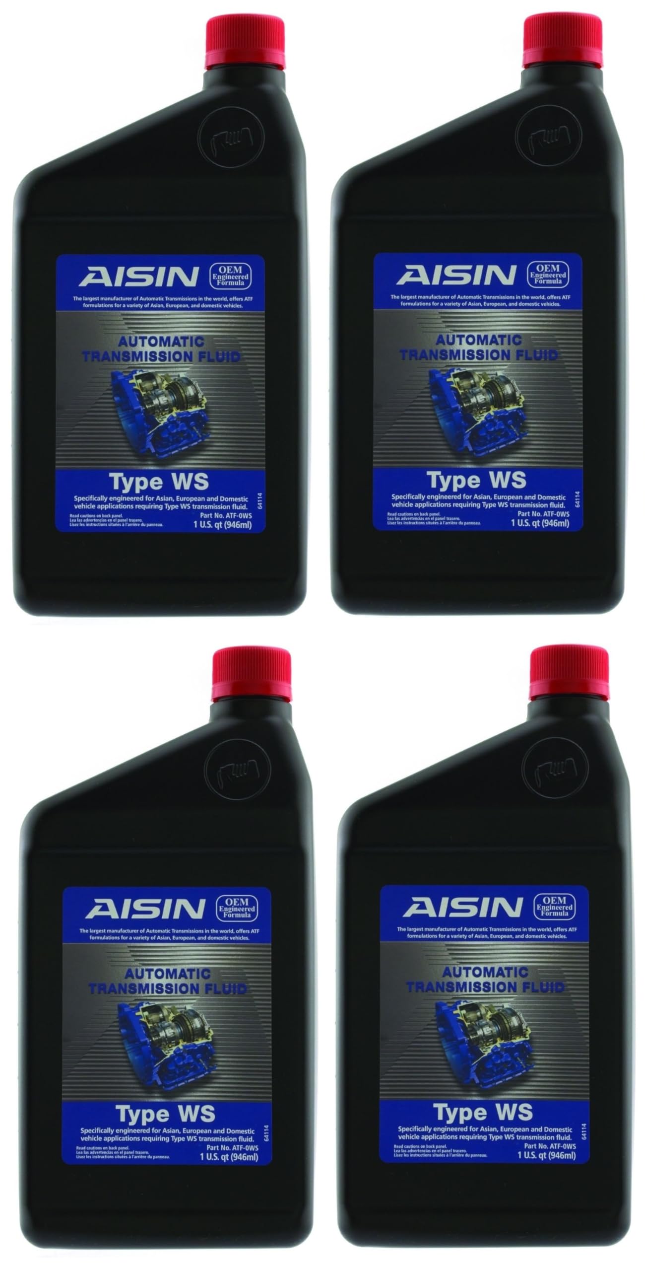 Set of 4 Auto Trans Fluids Aisin ATF-0WS for Cadillac Lexus Scion Toyota Volvo