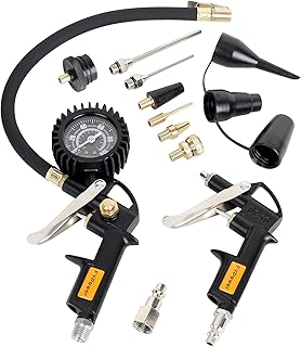 10 Pieces Heavy Duty Air Compressor Accessory Kit, 100PSI Tire Inflator with Gauge, Air Blow Gun and Air Nozzles, 1/4" NPT Air Tool Kit