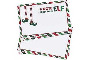 50 Xmas Cards For Kids From Elf 4" x 6" Note Stationery Activity Set