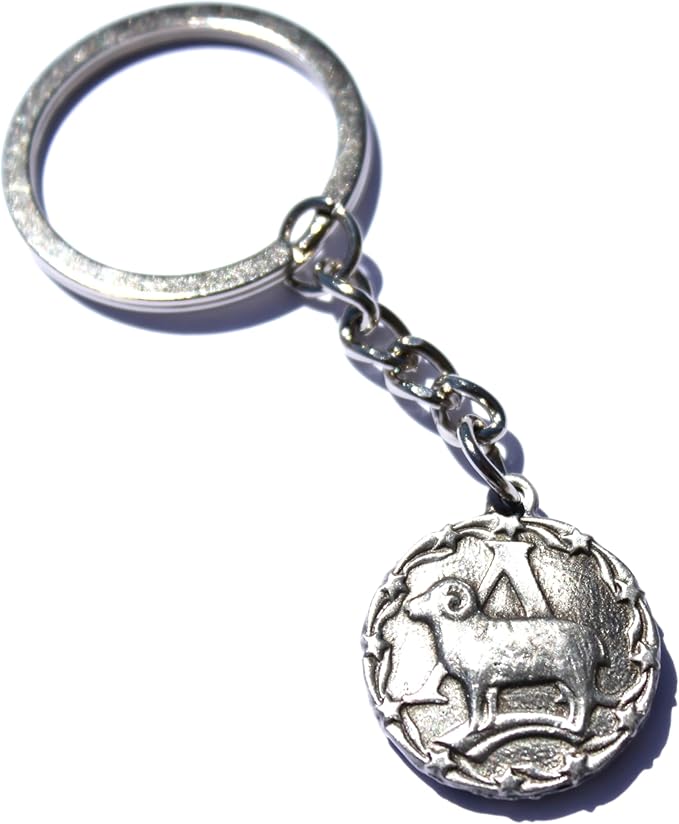 Aries Zodiac Sign Keychain Made of Fine Pewter Astrology Accessory Ram Key Chain Pendant Made in Michigan by Hastings Pewter Company