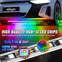 Vista 3 de Nilight 4 Piezas Tiras de Luces de Acento de Neón Underglow de Aluminio 396 LEDs Color de Ensueño Asistencia de Puerta Función Activa de Sonido